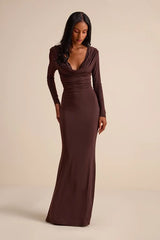 Jennifer Brown Jersey Knit Cowl Neck Maxi Dress