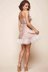 Gardenia Frill Wrap Dress Nude