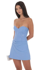 Draped Waist Lace Corset Dress in Light Blue