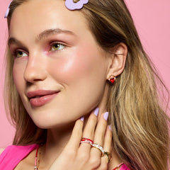 Heart Bead Stud Earrings