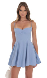 Back Lace A-Line Dress in Powder Blue
