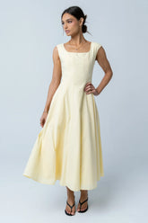 Colin Midi Dress in Butter Yellow