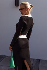Brinley Long Sleeve Collared Top Black