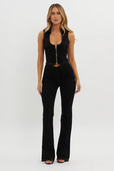 Nikia Zip Front Top Black