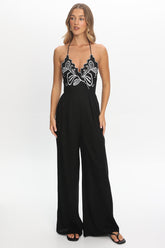 Mondo Embroidery Bust Jumpsuit Black