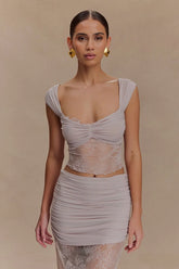Guinevere Lace And Mesh Top - Lilac