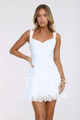Glow Hour Embroidered Mini Dress White