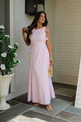 Hollie Eyelet Maxi Dress-Light Pink