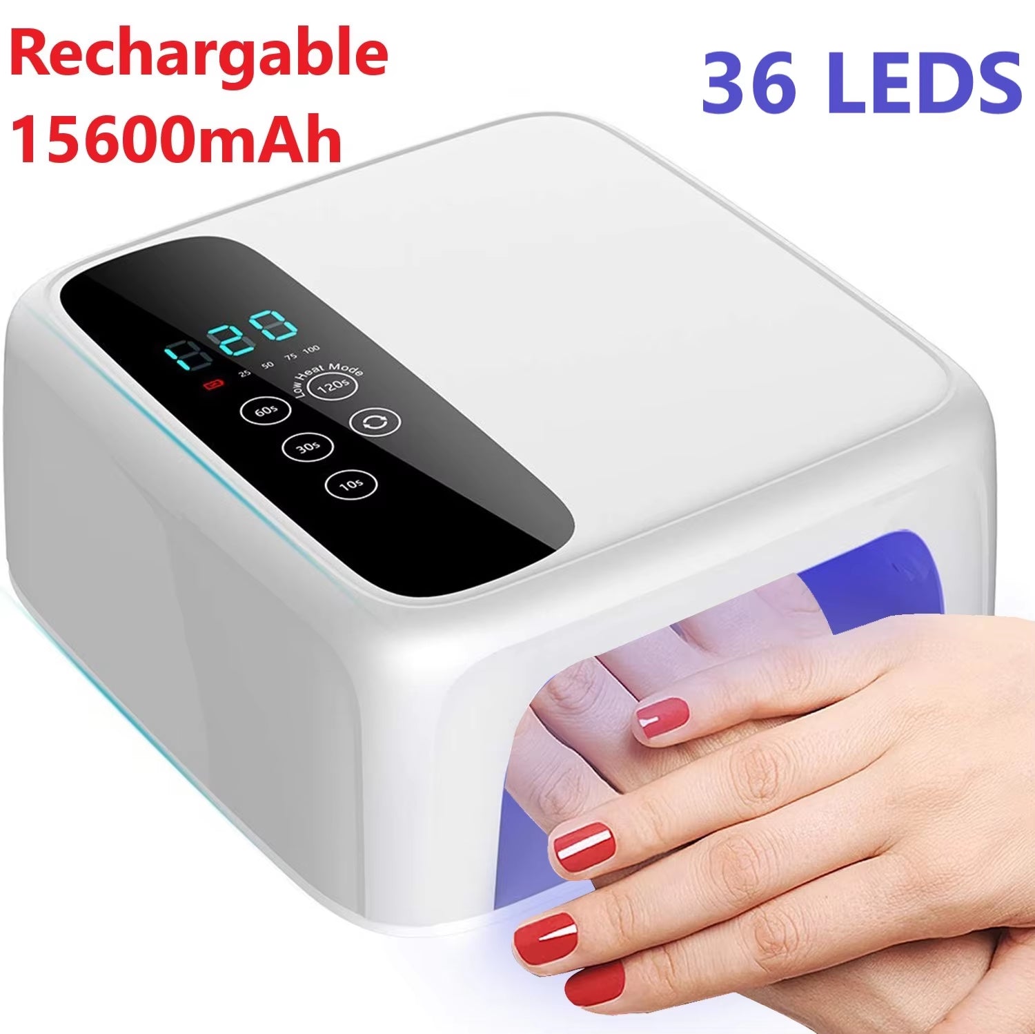 Wireless LED Nail Lamp UV Rechargeable 15600Mah Professional Gel Nail Dryer Nail Polish Curling Lamp for All Gel Nail Polish