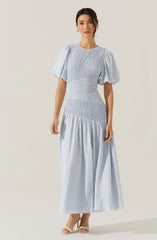 Theoni Smocked Asymmetric Dress