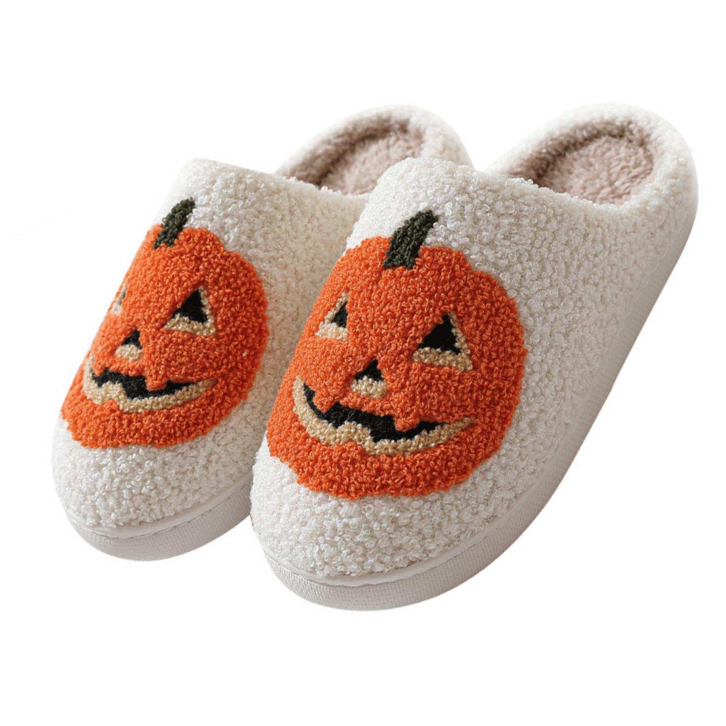 Cute Halloween Slippers for Women Perfect Soft Plush Comfy Warm Slip-On Halloween Pumpkin Bat Slippers Fo Women Indoor Fluffy House Slippers for Women and Men Non-Slip Fuzzy Flat Slides