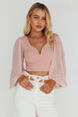 Romance Novel Sweetheart Neckline Open Back Top Blush