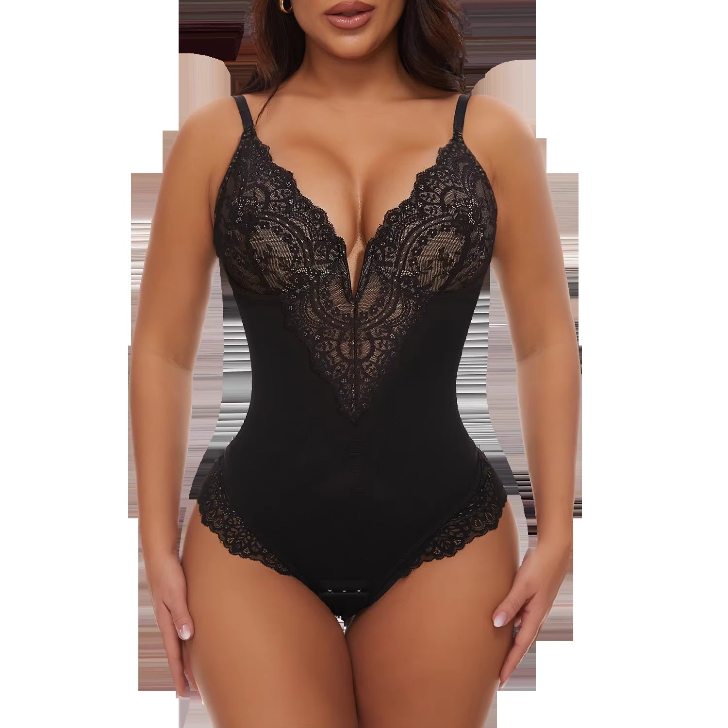 Sexy Lace Shapewear Bodysuits Slimming Bodys Women V-Shaped Bra Underwear Thong Bottom Full Body Shapers Shapewear Jumpsuit 2024