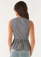 Cyrene Tie Top - Black Gingham