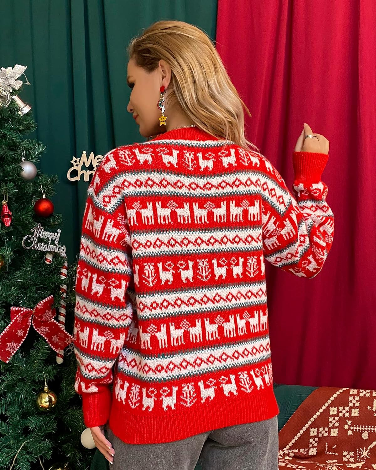 Women/Men Ugly Christmas Sweaters Pullover Holiday Couples Matching Premium Warm Stretchy Soft Breathable