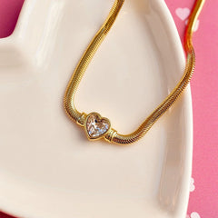Rhinestone Heart Choker
