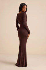 Jennifer Brown Jersey Knit Cowl Neck Maxi Dress
