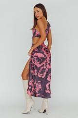 Charisma One-Shoulder Cut-Out Maxi Dress Floral Purple
