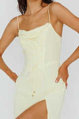 Ryanna Laced Bodice Split Midi Dress Yellow