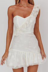 Minka One-Shoulder Ruffle Mini Dress Off White