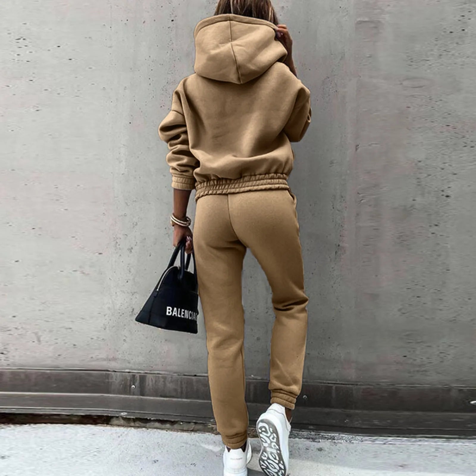 Women‘S Hooded Sweatshirt Soild Casual Sport Trouser Suit 2021 Autumn Winter New Fashion Long Sleeved Sports Suit Ladies Clothes