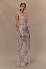 Guinevere Lace And Mesh Top - Lilac