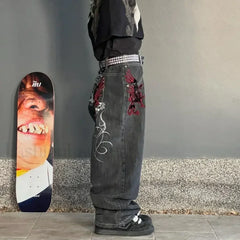 Vintage Wide Leg Baggy Jeans for Men: Y2K Hip Hop Street Style