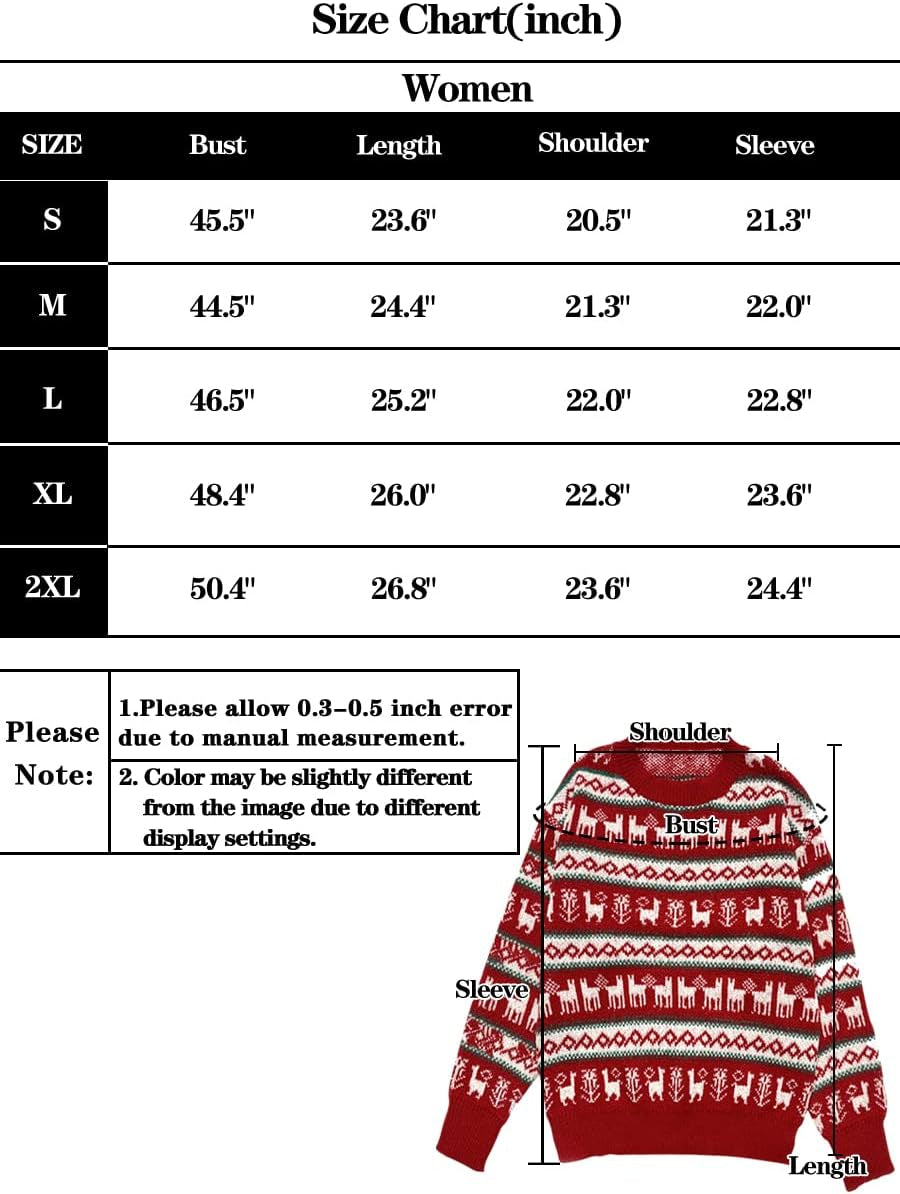 Women/Men Ugly Christmas Sweaters Pullover Holiday Couples Matching Premium Warm Stretchy Soft Breathable