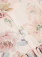 Chiffon Floral Bowknot Layered Ruffle Hem Mini Dress