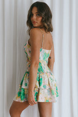 Sylvie Shirred Waist Cami Strap Dress Floral Pink