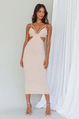 Sarita String Bust Midi Dress Beige
