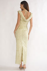 Evermore Cowl Neck Maxi Dress Floral Sage