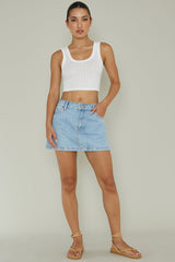 In Sync Scoop Neck Crop Top White