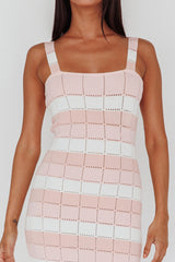 Chase The Sunrise Knit Midi Dress Striped Pink