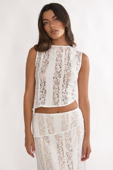 Eleesa Asymmetric Hem Top Lace White