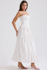 Ysabella White Posy Print Cotton Maxi Sundress