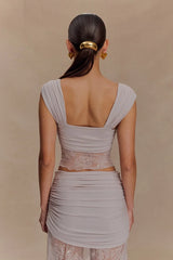 Guinevere Lace And Mesh Top - Lilac