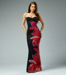 Melony Floral Beaded Formal Dress