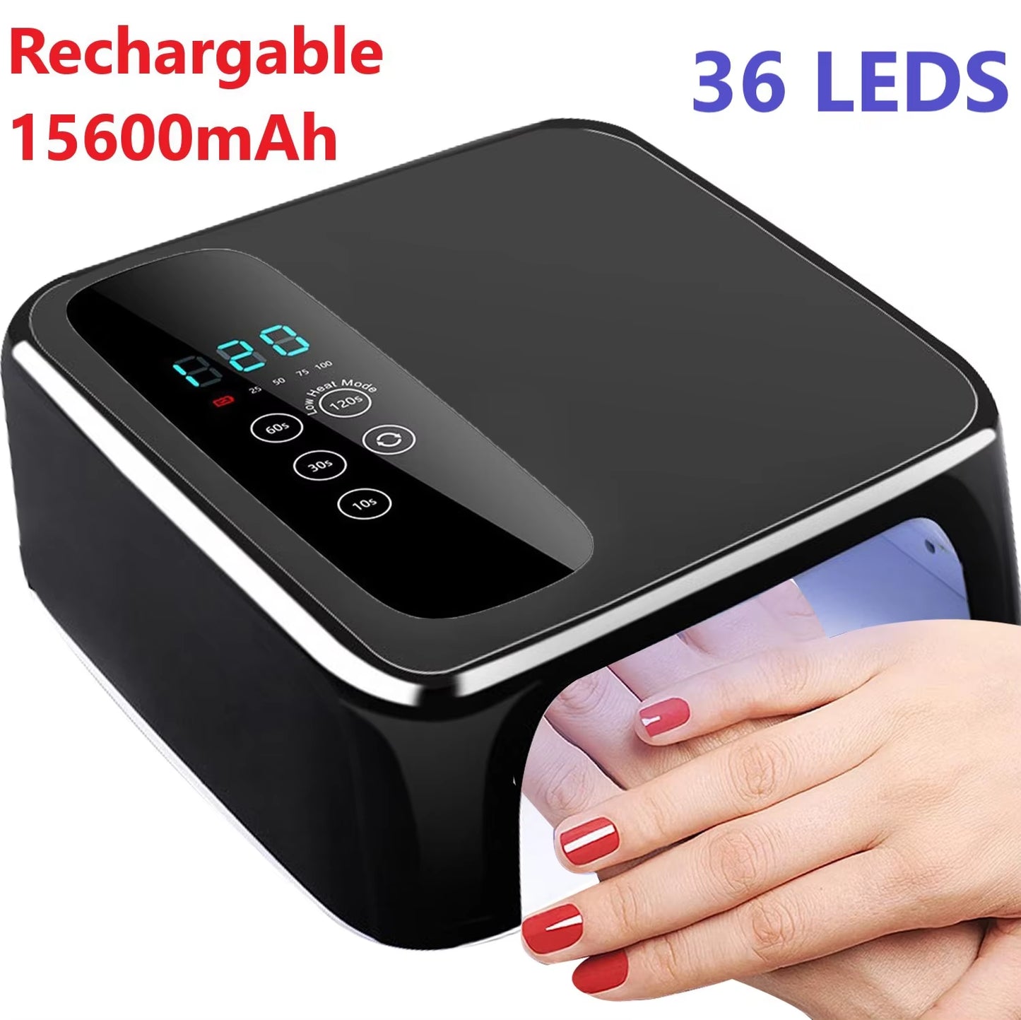 Wireless LED Nail Lamp UV Rechargeable 15600Mah Professional Gel Nail Dryer Nail Polish Curling Lamp for All Gel Nail Polish