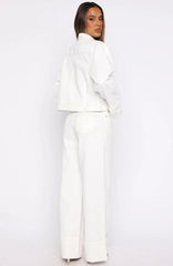 Charlotte Mid Rise Wide Leg Jeans Off White