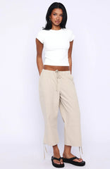 Date Me Capri Cargo Pants Stone