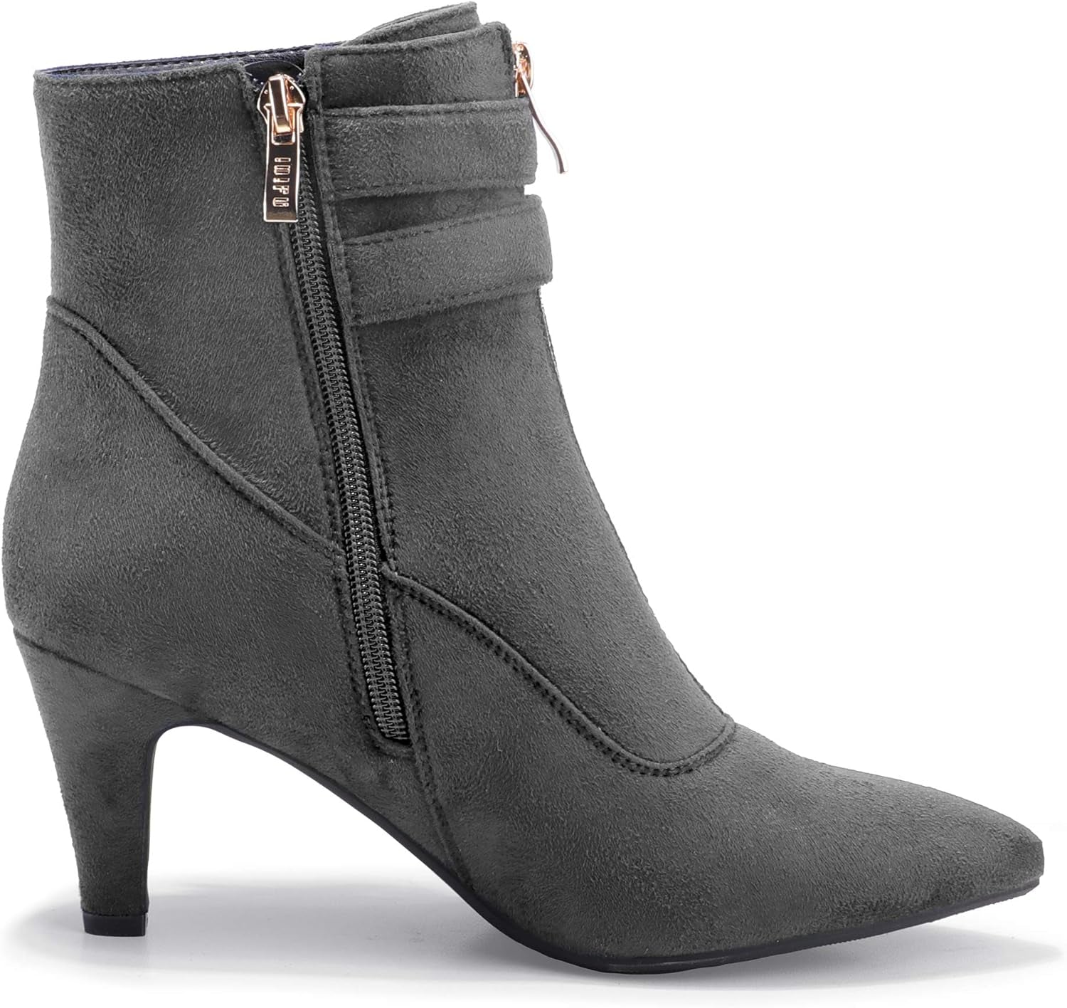 Women'S Buckle Strap Ankle Booties 3 Inch Pointed Toe Zipper Heels Dress Jeans Boots