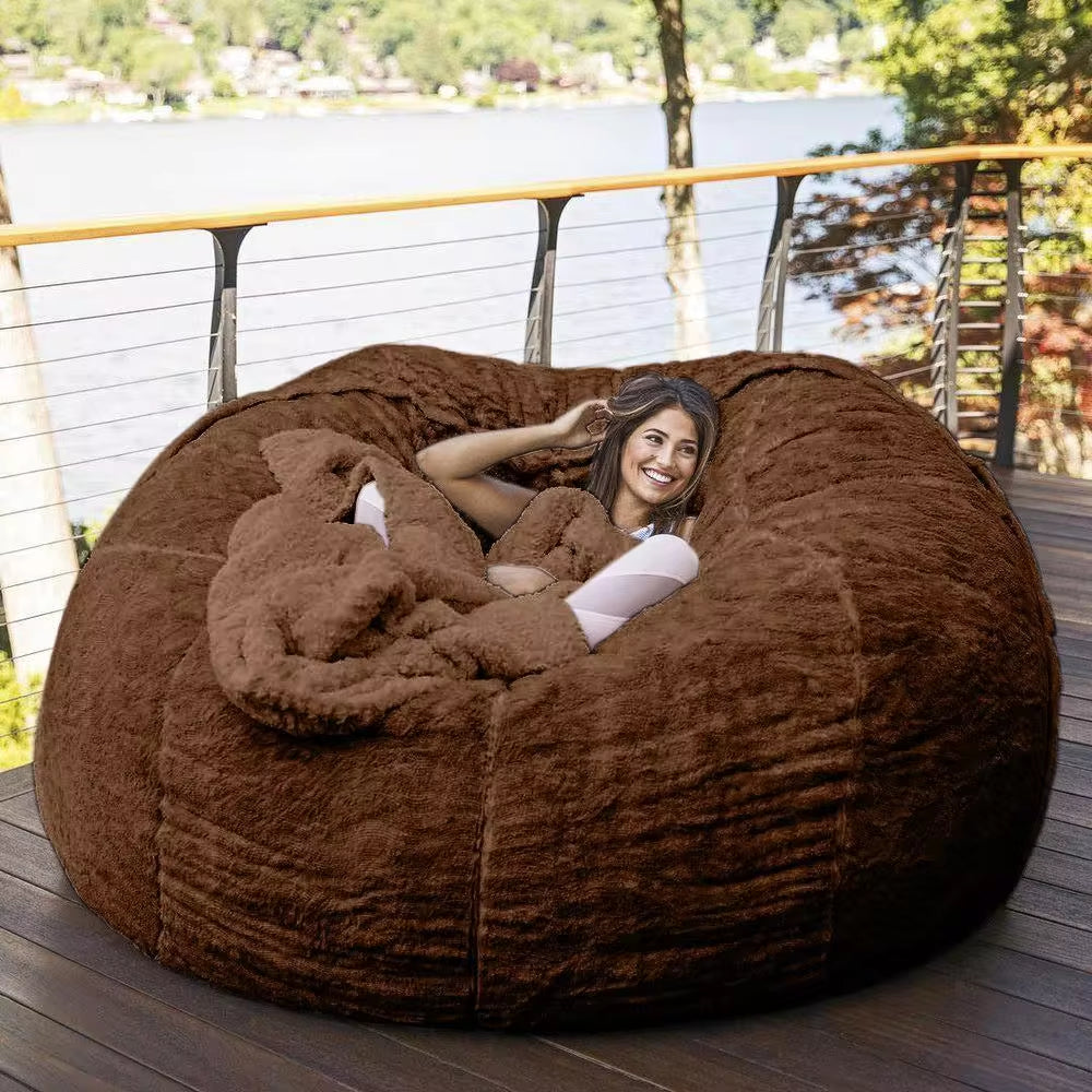 Dropshipping Fur Giant Removable Washable Bean Bag Bed Cover Living Room Furniture Lazy Sofa Cover