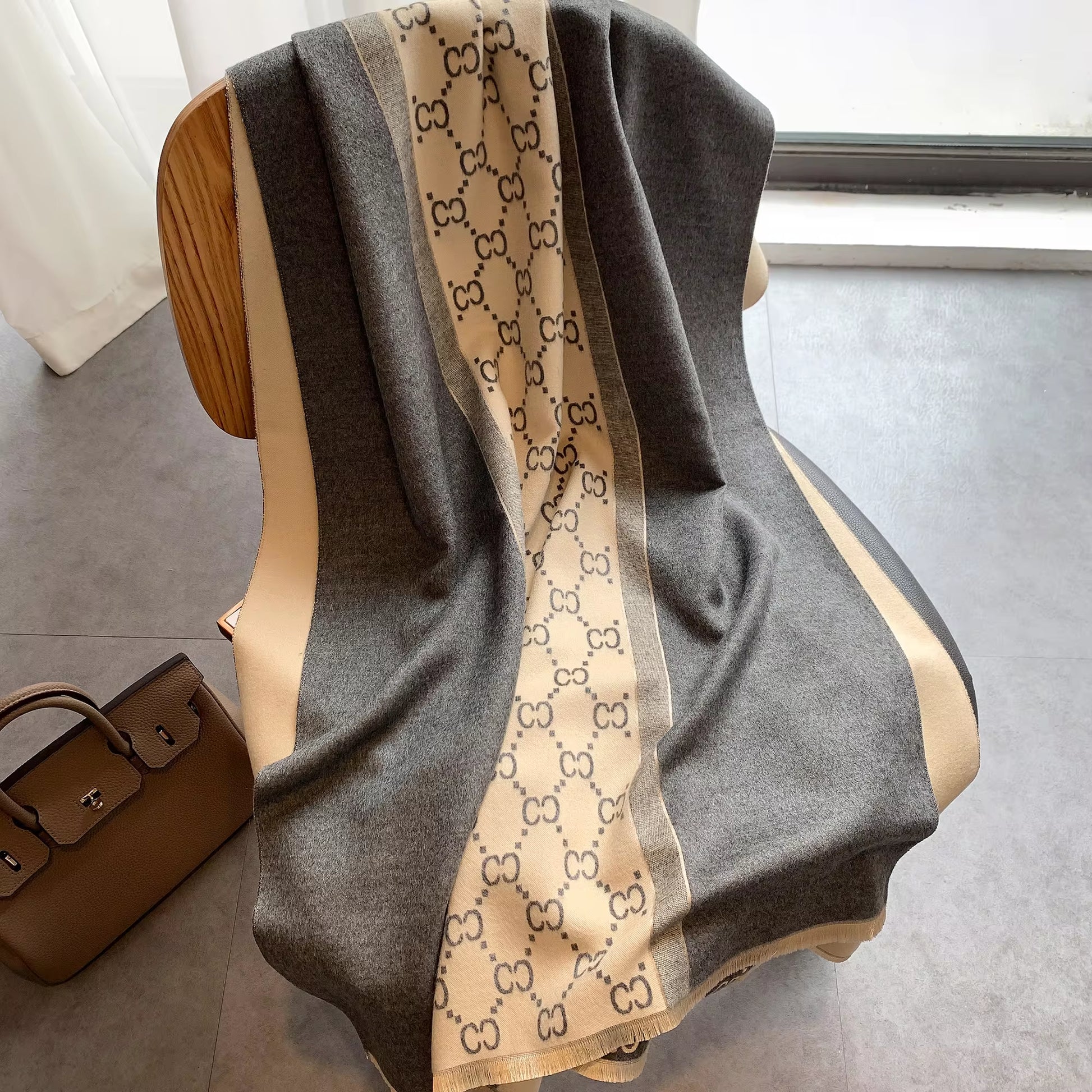 2023 New Winter Women'S Scarf Luxury Design Double Sided Cashmere Feel Scarf Warm Scarf Shawl